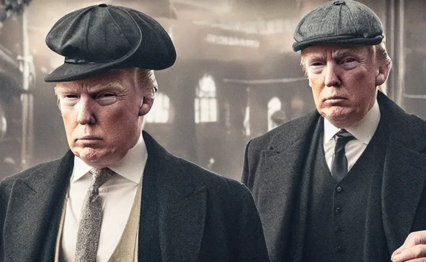 Image similar to “ trump in the peaky blinders ”