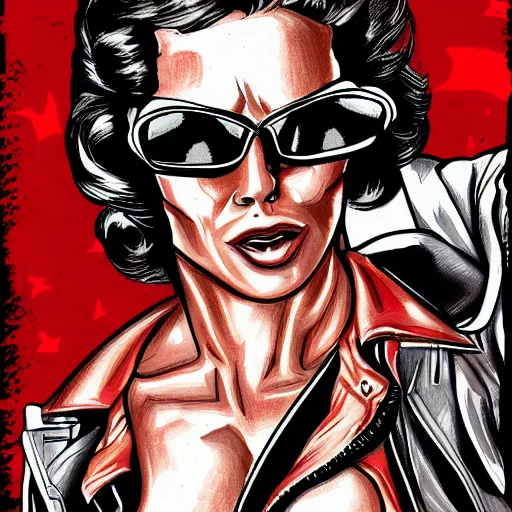 Prompt: the terminator, drawing pinup style illustration