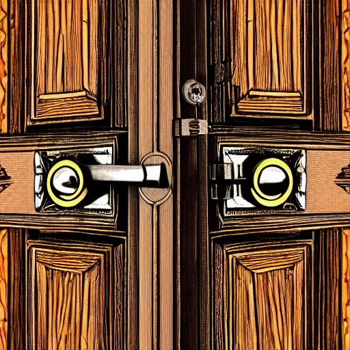 Prompt: one hundred doors with latches, highly detailed, intricate, sharp focus, digital art, 8 k