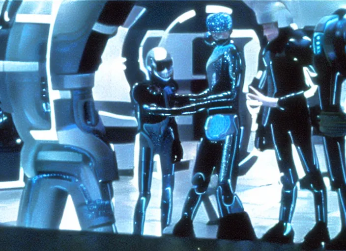 Prompt: scene from the 1 9 7 2 science fiction film tron