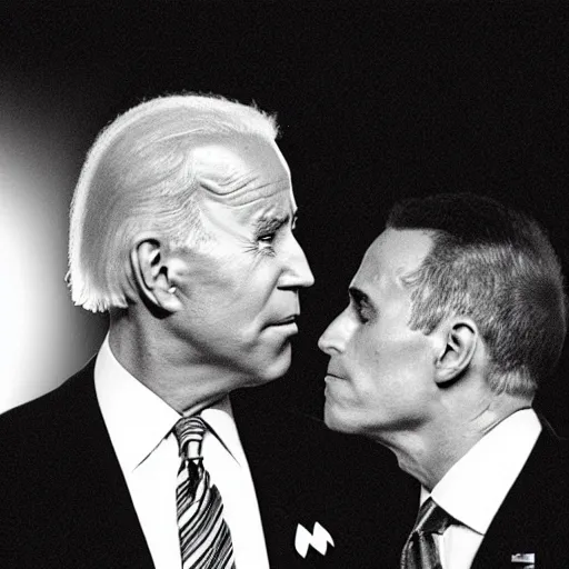 Prompt: Joe Biden kissing himself