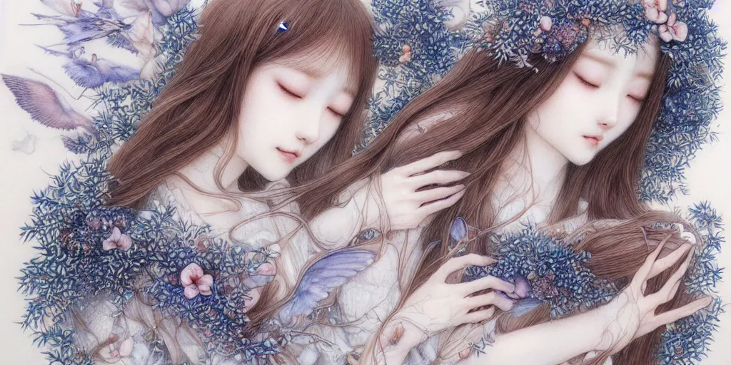 Image similar to breathtaking delicate detailed concept art winter creatures, by miho hirano, bizarre compositions, exquisite detail, pastel colors, 8 k