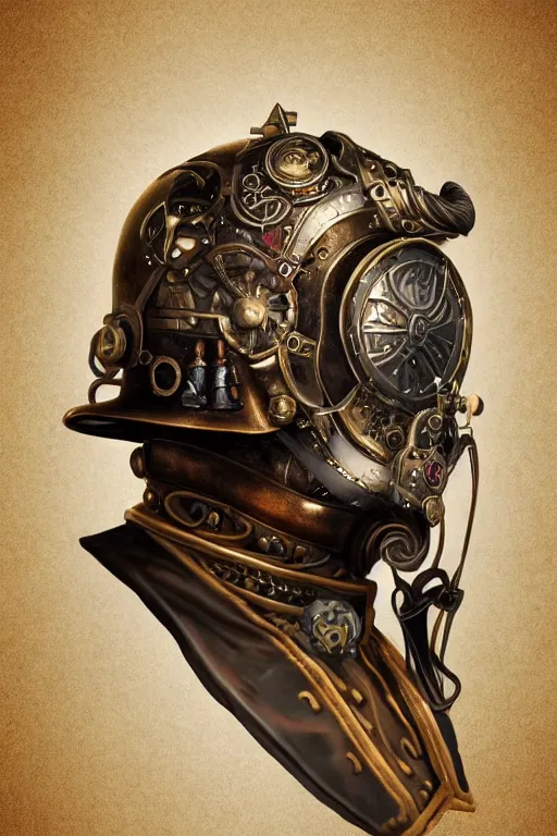 Image similar to steampunk helmet fantasy art mask robot ninja stylized digital illustration sharp focus, elegant intricate digital painting artstation concept art global illumination ray tracing advanced technology chaykin howard and campionpascale and cooke darwyn and davis jack