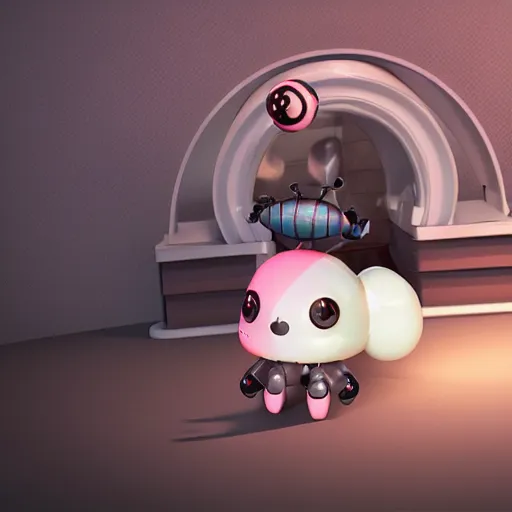 Image similar to cute isopod going to school, octane render, cute, sanrio