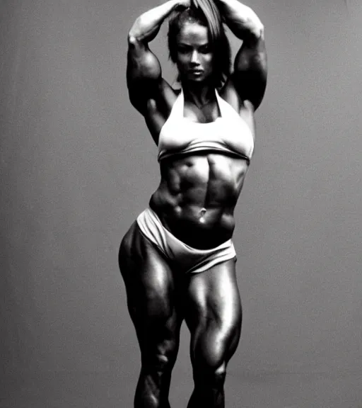 prompthunt: gigachad as woman, full body photo, Ernest Khalimov,  bodybuilder, black and white photograph