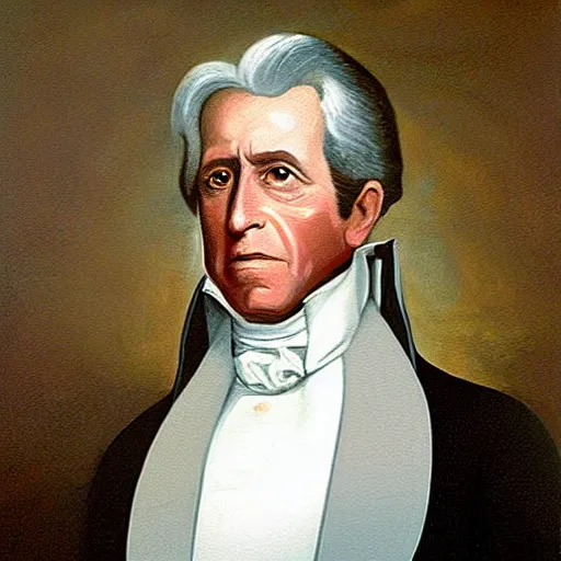 Image similar to by george bush jr, portrait of andrew jackson, oil painting