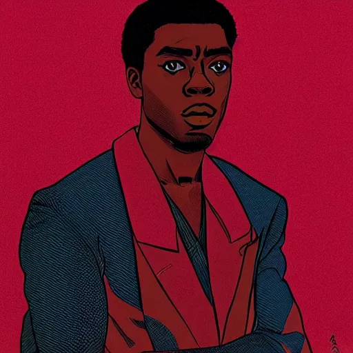 Prompt: “ chadwick boseman retro minimalist portrait by jean giraud, art of moebius, sharp, smooth face, comic, 8 k ”