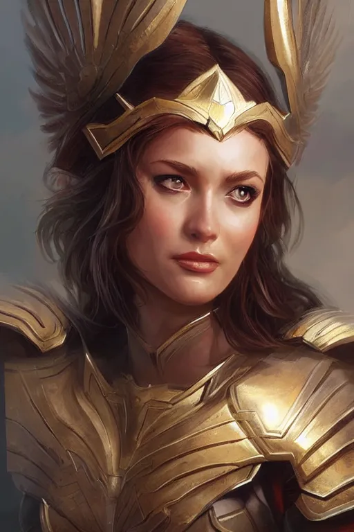 Image similar to amazon valkyrie athena, d & d, fantasy, portrait, highly detailed, headshot, digital painting, trending on artstation, concept art, sharp focus, illustration, art by artgerm and greg rutkowski and magali villeneuve