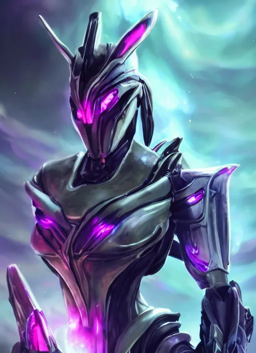 Image similar to cinematic goddess close shot, galactic sized proportional stunning beautiful hot female warframe, sleek mecha female dragon head, metal ears, led purple eyes, smooth fuschia skin, smooth silver armor, floating in space, holding a galaxy, epic proportions, epic size, epic scale, furry art, dragon art, giantess art, warframe fanart, furaffinity, octane