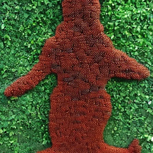 Prompt: a person made out of one million ants.