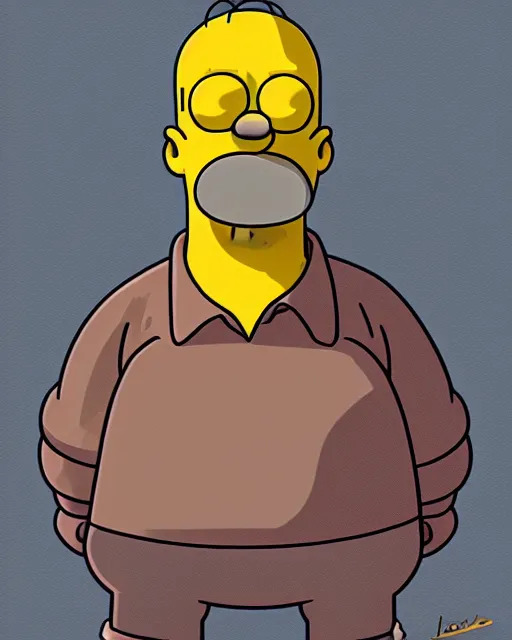 Image similar to sad homer simpson wostimever by joe kachnic procreate artstation