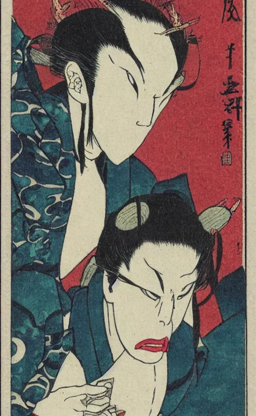 Prompt: by akio watanabe, manga art, portrait of japanese demon, local folkore, tomoe symbol, trading card front