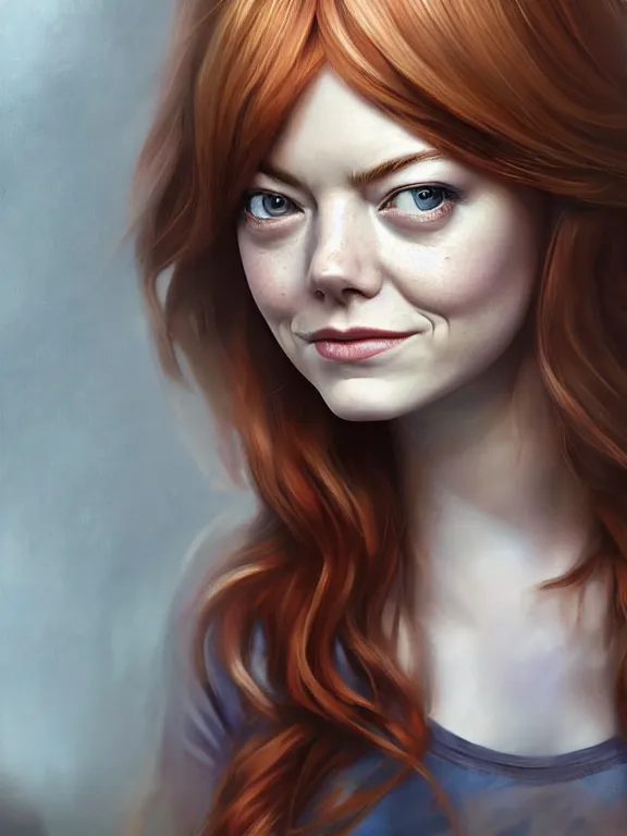 Prompt: emma stone as a very old mary jane watson, digital painting, extremely detailed, 4 k, intricate, brush strokes, mark arian, artgerm, bastien lecouffe - deharme