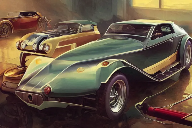 Prompt: combination 1930s luxury antique ford mustang and countach car, highly detailed, digital painting, artstation, concept art, sharp focus, illustration, art by artgerm and greg rutkowski and alphonse mucha