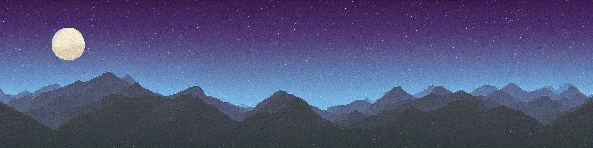 Prompt: mountains, night sky, pixel art, parallax effect