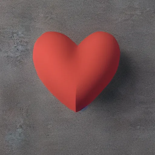 Image similar to 3d render of a red clay heart shape in the middle of a gray sheet of paper, range of pastel colors on the left side