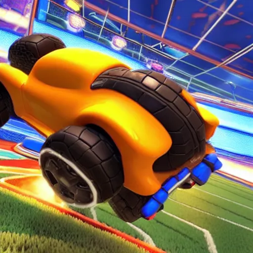 Prompt: rocket league car on top of a stack of pancakes
