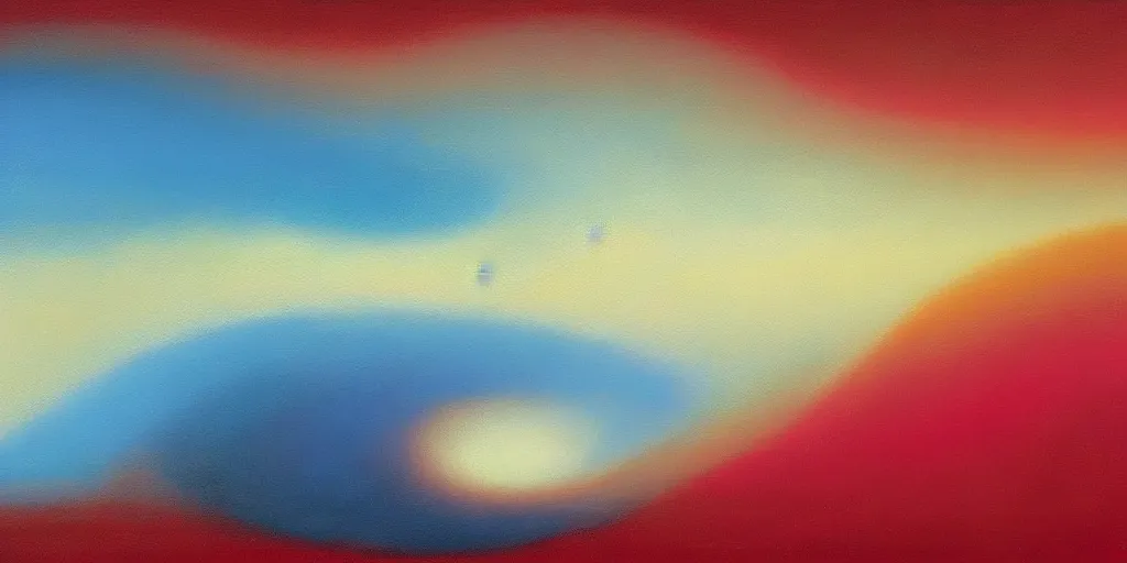 Image similar to the inner structure of quantum reality waves. Oil on canvas. Modern painting. Agnes Pelton. Zao Wou-ki.