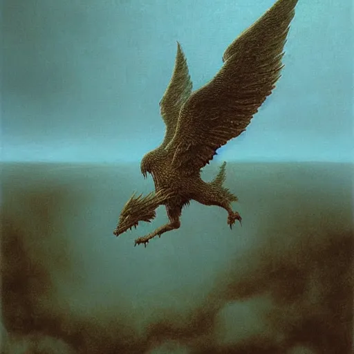 Prompt: griffon concept, beksinski