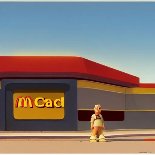 Image similar to ralph mcquarrie concept art of a mcdonalds