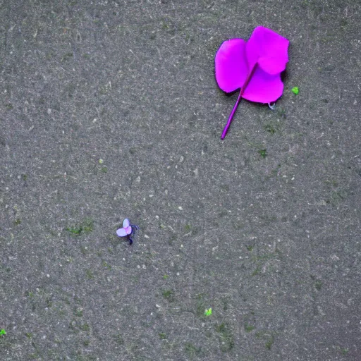 Image similar to closeup photo of 1 lone purple petal flying above a children in playground, aerial view, shallow depth of field, cinematic, 8 0 mm, f 1. 8 - c 1 1. 0