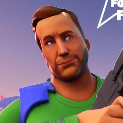 Prompt: alex jones as a fortnite character, video game footage