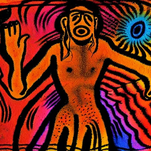 Image similar to psychedelic trip, paleolithic cave painting