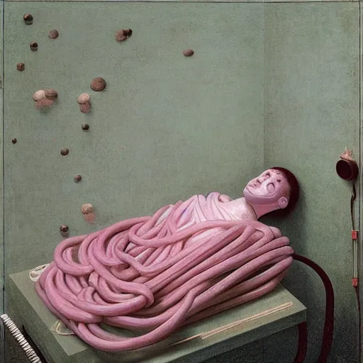 Prompt: Kenne Gregoire, award winning masterpiece with incredible details, Zhang Kechun, a surreal vaporwave vaporwave vaporwave vaporwave vaporwave painting by Thomas Cole of an old pink mannequin head with cables and wires coming out of it's neck, sinking underwater, highly detailed