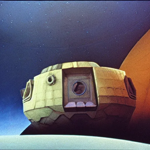 Prompt: Jodorowsky's Dune, cinema still, wide angle, cinestill 400t film