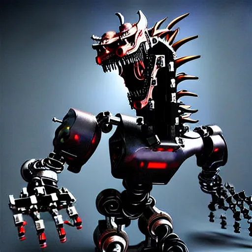 Prompt: Robot Dragon Metal Endoskeleton, Battle Scene