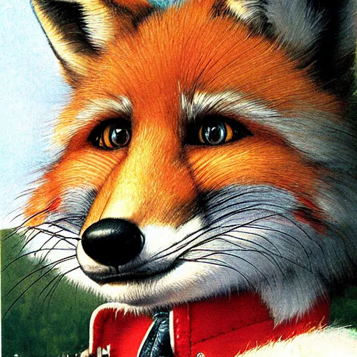 Prompt: close up portrait of fox mccloud by norman rockwell, furry, anthropomorphic, fox mccloud star fox, norman rockwell