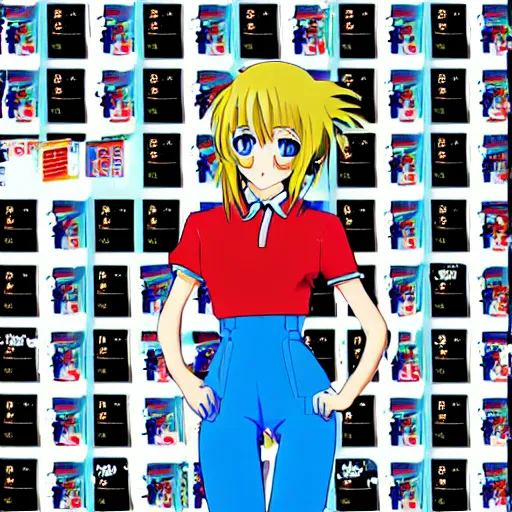 Image similar to anime girl in the style of windows xp, retro, windows xp, cheerful, 9 0 s mascot symbol,