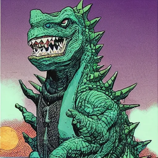 Image similar to godzilla by alan moore