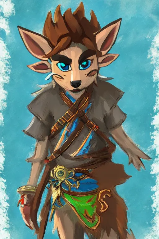 Image similar to an in game portrait of morshu from the legend of zelda breath of the wild, breath of the wild art style.