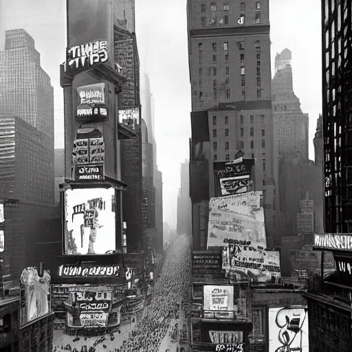 Prompt: view of buildings in times square, new york, new york city 1 9 4 4 by andreas feininger life picture collection