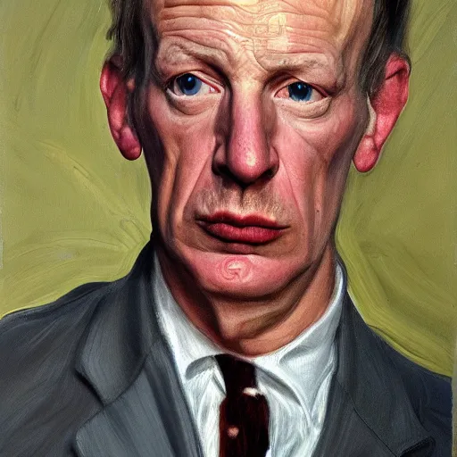 Image similar to high quality high detail painting by lucian freud, hd, portrait of nick swinmurn, photorealistic lighting