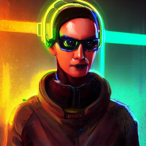 Image similar to portrait of a future cyberpunk character