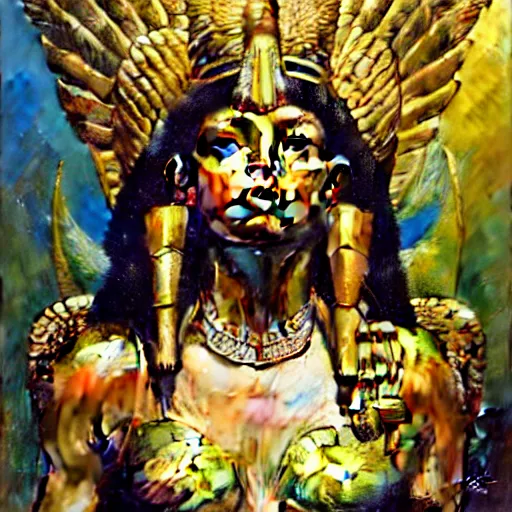 Prompt: queen goddess isis, high fantasy, by john berkey, by peter mohrbacher, renaissance oil painting, realism, master study, hyperrealist,