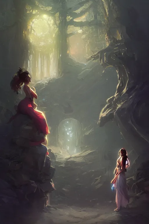 Prompt: two beautiful idols standing face to face, by Jordan Grimmer and greg rutkowski, trending artstation, pixiv, digital art