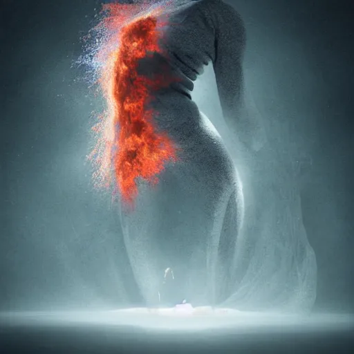 Image similar to extremely realistic Pulsing elemental Virtues figure infused with crystalline fire Painting by Erik Johansson