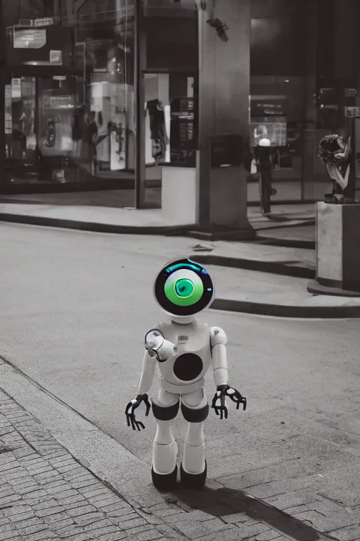 Image similar to service agent robot by Navanh Chanthara, street photography, 85 mm, zeiss lens, award winning, 8k, behance, unreal engine 5