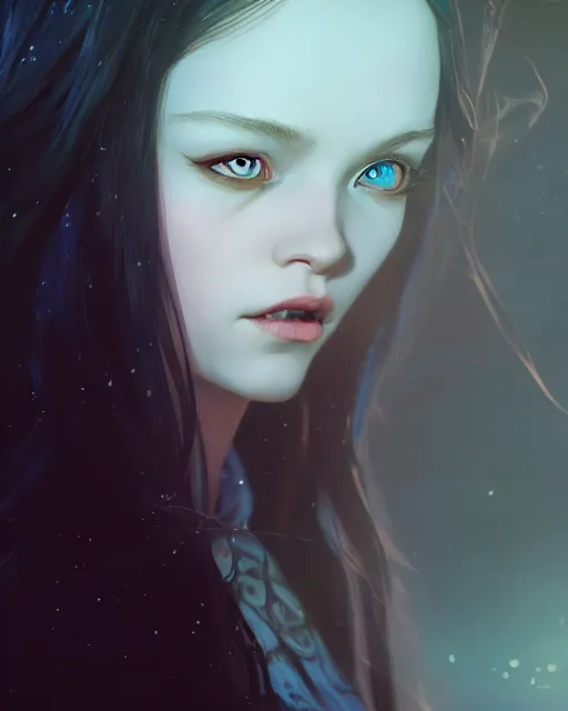 Prompt: highly detailed vfx portrait of a beautiful vampire girl, wonderful eyes, three - dimensional rendering, unreal engine, alexey gurylev, greg rutkowski, loish, rads, beeple, makoto shinkai and lois van baerle, rossdraws, tom bagshaw, alphonse mucha, global lighting, detailed and complex environment