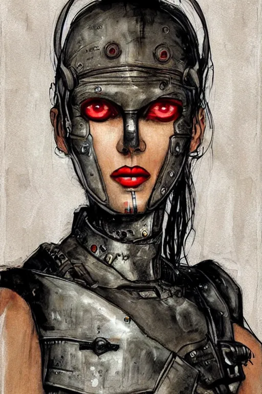 Image similar to portrait fashion model cyborg artwork by enki bilal