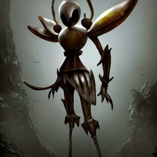 Image similar to hornet from hollow knight as a dark souls boss, looks like dark souls game, high detail, realistic