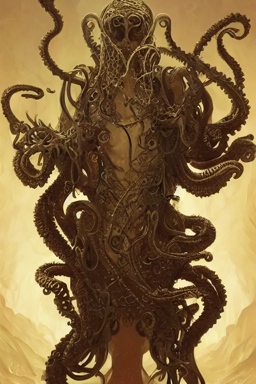 Image similar to a portrait of a anthropomorphic an ancient cthulhu goddess, D&D, fantasy, intricate, highly detailed, digital painting, artstation, concept art, smooth, sharp focus, illustration, art by caravaggio and artgerm and greg rutkowski and alphonse mucha