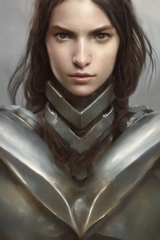 Prompt: a photorealistic painting of an attractive young girl, partially clothed in battle armor, olive skin, long dark hair, beautiful bone structure, perfect eyes, symmetrical facial features, intricate, elegant, digital painting, concept art, illustration, sharp focus, minimal artifacts, 8k, from Metal Gear, in the style of Ruan Jia and Mandy Jurgens, by Greg Rutkowski, trending on Artstation, award winning