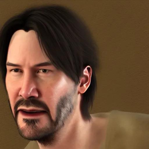 Image similar to Keanu reeves 3D modeling charter Full view by Pixar 4K detailed super realistic