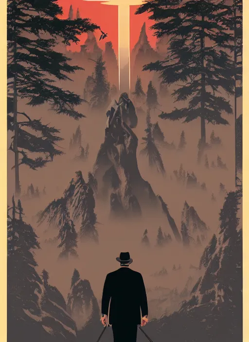 Prompt: Twin Peaks poster artwork by Michael Whelan and Tomer Hanuka, Rendering of Alfred Hitchock, full of details, by Makoto Shinkai and thomas kinkade, Matte painting, trending on artstation and unreal engine