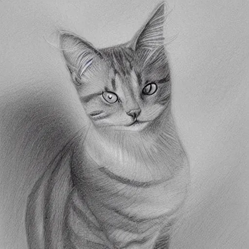 Image similar to beautiful pencil drawing of a cat by the artist loish, flowy lines, done in procreate, very beautiful sketch by loish