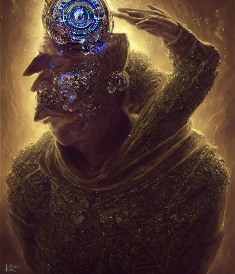 Prompt: front!!! shot of a court jester!!! character, mesmerizing hypercubes, dark holography!!!, future, chrome, crystalline edges, (((intricate))), elegant, highly detailed, centered, (((artstation, concept art, smooth, sharp focus, artgerm, Tomasz Alen Kopera, Peter Mohrbacher, donato giancola, Joseph Christian Leyendecker, WLOP, Boris Vallejo))), ((raytracing)), mugshot!!!!!, ugly!!!!!!, octane render, nvidia raytracing demo, octane render, nvidia raytracing demo, octane render, nvidia raytracing demo, grainy, muted, 8K, digitalblasphemy, metatron